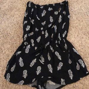 Adorable Tube Top Black Pineapple Romper